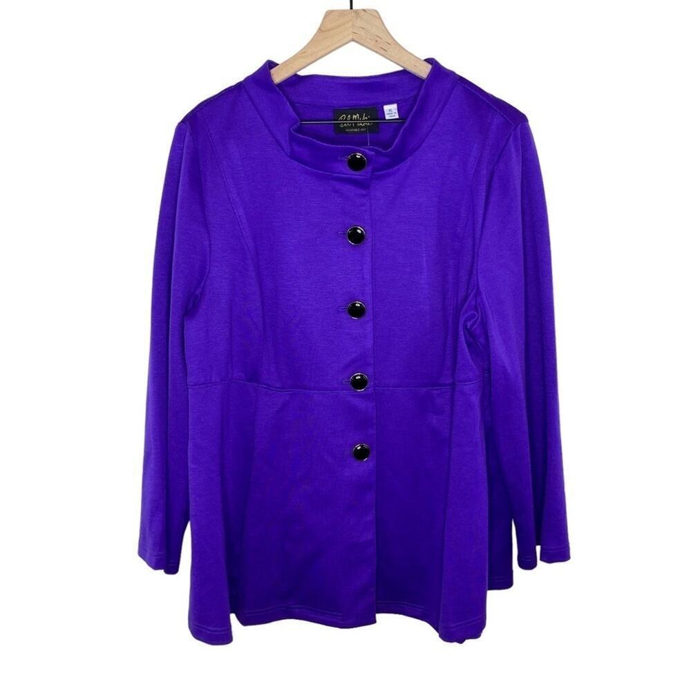 Bob Mackie Wearable Art Purple Button Front Shirt Jacket Size XL New With Tags